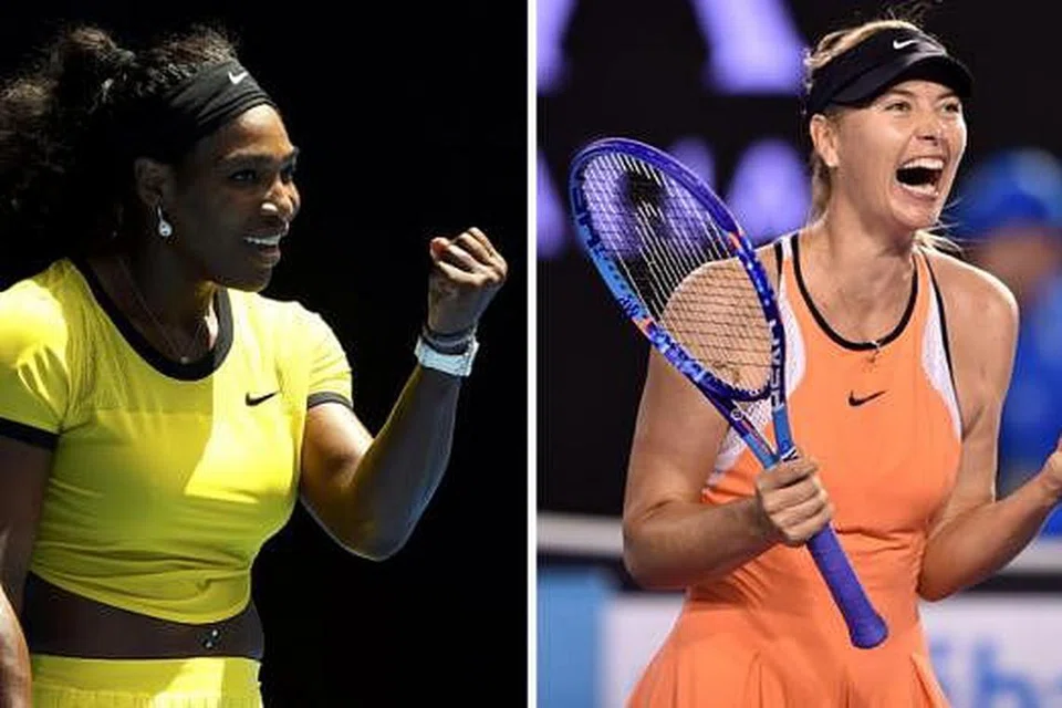 PERTEMUAN DUA GERGASI TENIS: Serena Williams (kiri) berkata beliau yakin atas keupayaan diri sendiri menjelang pertemuan dengan Maria Sharapova (kanan) di suku akhir Terbuka Australia. - Foto-foto REUTERS dan AFP