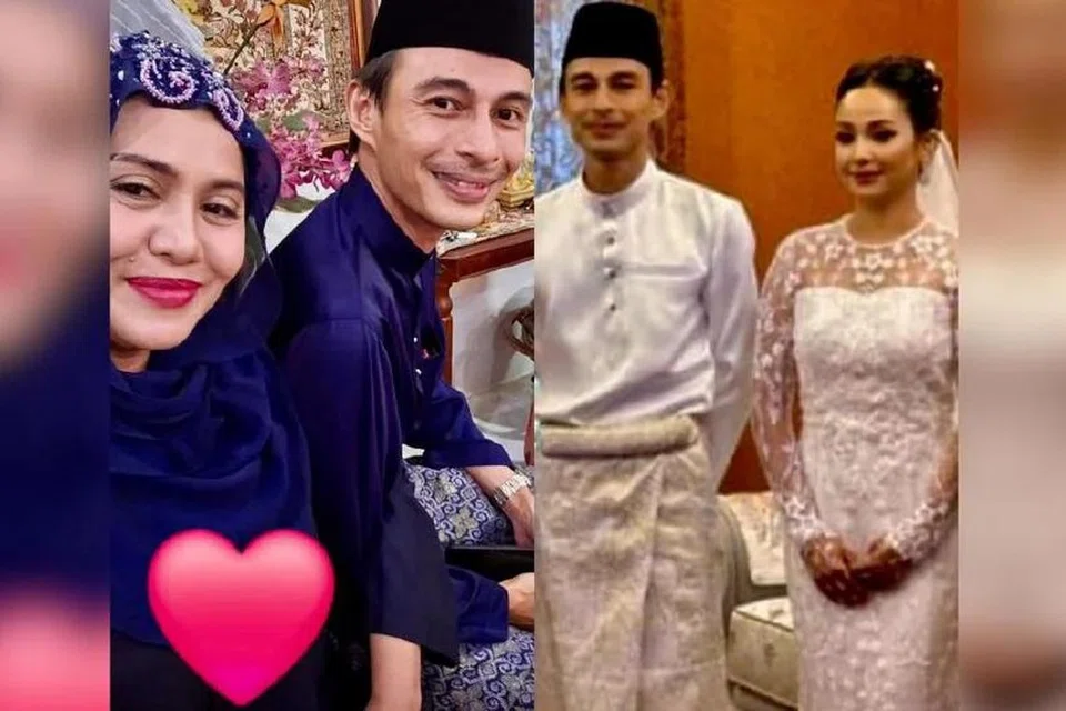 Raja Azura (kiri) mulanya dilaporkan sudah melayari bahtera perkahwinan sekali lagi. Tetapi yang sebenarnya bernikah adalah sepupunya daripada Kerabat Diraja Perak, Raja Muzaffar Idris Shah Raja Izzuddin Iskandar Shah Al-Haj.