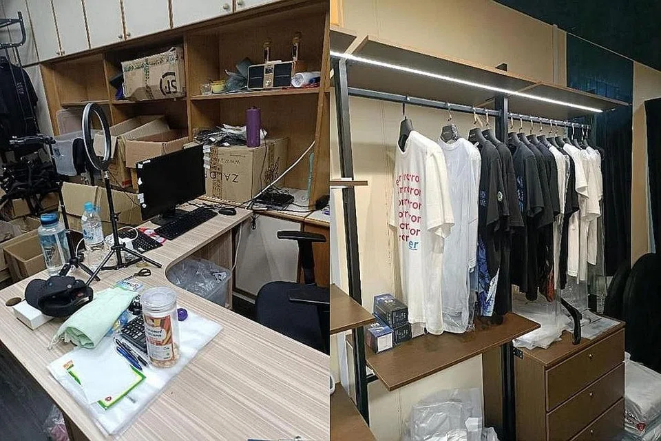 BARANGAN DIRAMPAS: Polis telah merampas komputer, telefon bimbit dan lebih 600 barangan tiruan seperti pakaian, beg dan aksesori yang bernilai $170,000 di pasaran. - Foto SPF