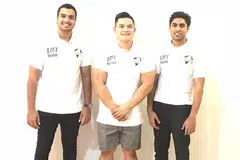 WAKIL SINGAPURA: (Dari kiri) Encik Akabir Singh, Encik Aldrin Harvey Deposoy Mercado dan Encik Muhammad Ahshik Abuayubul akan menyertai pertandingan University Startup World Cup di Copenghagen bulan depan. - Foto ihsan MUHAMMAD AHSHIK ABUAYUBUL