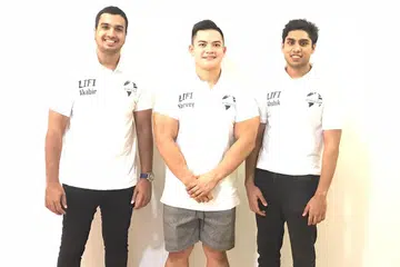 WAKIL SINGAPURA: (Dari kiri) Encik Akabir Singh, Encik Aldrin Harvey Deposoy Mercado dan Encik Muhammad Ahshik Abuayubul akan menyertai pertandingan University Startup World Cup di Copenghagen bulan depan. - Foto ihsan MUHAMMAD AHSHIK ABUAYUBUL