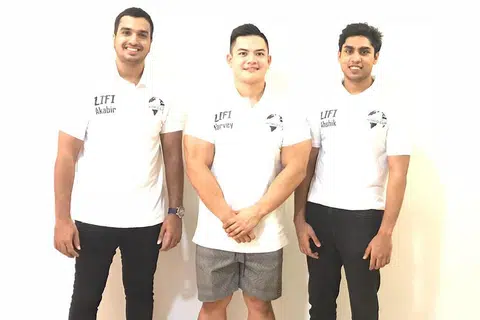 WAKIL SINGAPURA: (Dari kiri) Encik Akabir Singh, Encik Aldrin Harvey Deposoy Mercado dan Encik Muhammad Ahshik Abuayubul akan menyertai pertandingan University Startup World Cup di Copenghagen bulan depan. - Foto ihsan MUHAMMAD AHSHIK ABUAYUBUL