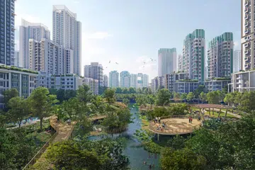 LEBIH BANYAK KEDIAMAN: Lakaran artis bagi kawasan perumahan di Keppel pada masa depan yang membentuk sebahagian daripada Greater Southern Waterfront.