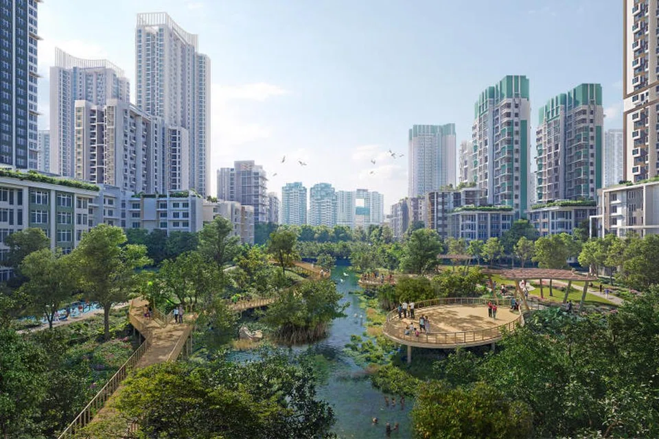 LEBIH BANYAK KEDIAMAN: Lakaran artis bagi kawasan perumahan di Keppel pada masa depan yang membentuk sebahagian daripada Greater Southern Waterfront.