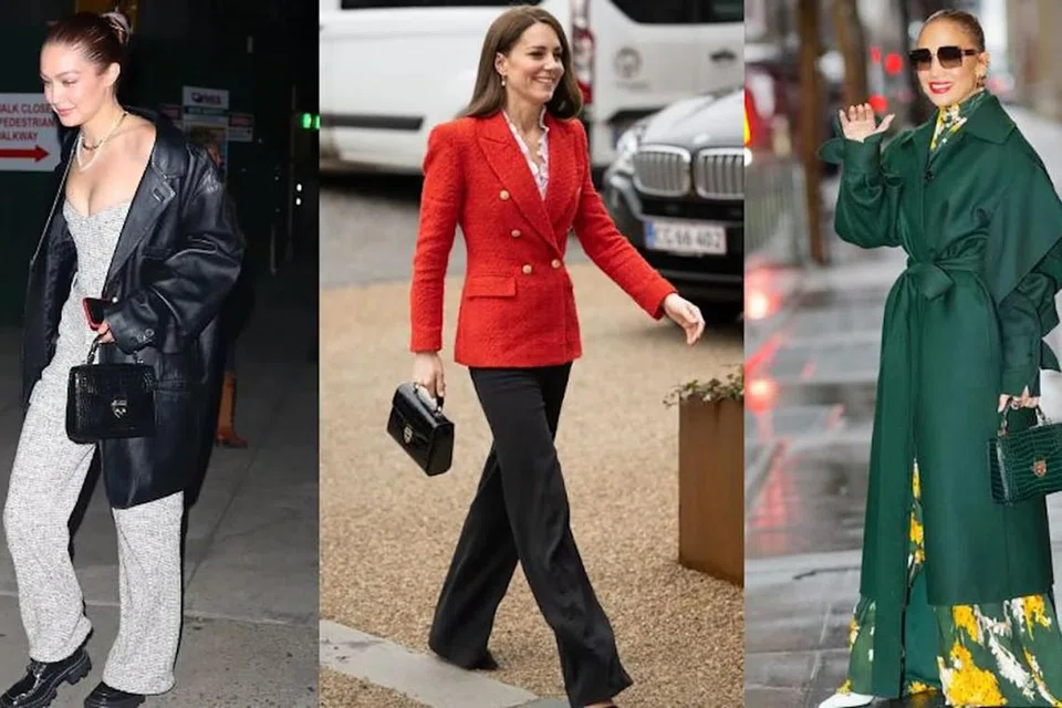 Bergaya dengan beg. (Dari kiri) Pelakon Amerika, Jessica Alba, Puteri Wales, Kate Middleton dan model Amerika Syarikat,Gigi Hadid membawa beg Aspinal of London.