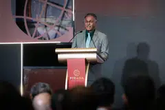 Menteri Negara Kanan (Pengangkutan merangkap Undang-Undang), Encik Murali Pillai, memberi ucapan dalam acara pembukaan Ekspo Terminal Penumpang Asia (PTE Asia) di Pusat Konvensyen dan Ekspo Marina Bay Sands, pada 23 September.