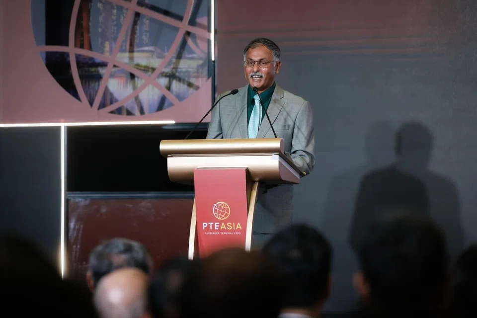 Menteri Negara Kanan (Pengangkutan merangkap Undang-Undang), Encik Murali Pillai, memberi ucapan dalam acara pembukaan Ekspo Terminal Penumpang Asia (PTE Asia) di Pusat Konvensyen dan Ekspo Marina Bay Sands, pada 23 September.