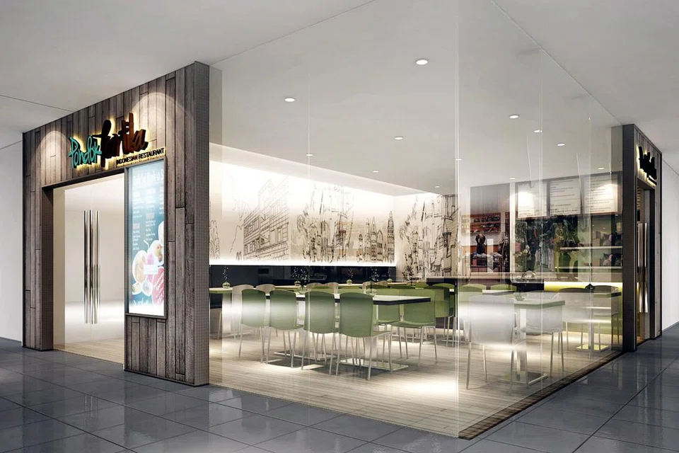 PERKEMBANGAN NIAGA: Kerja ubah elok sedang dijalankan bagi menyiapkan Restoran Pondok Kartika di Mapletree Business Centre II yang dijangka dibuka bulan depan. - Foto PONDOK KARTIKA