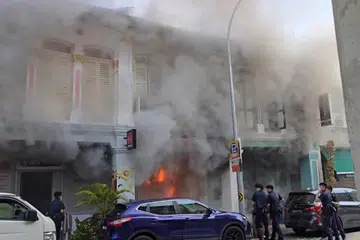 Kebakaran di sebuah rumah kedai dua tingkat di Little India pada 3 Februari. 