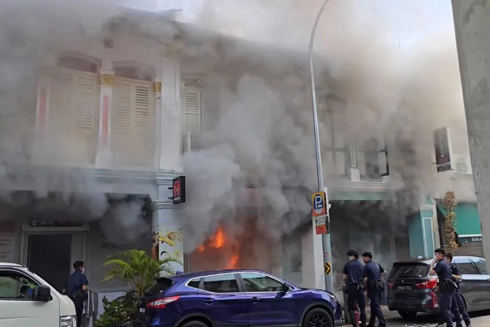 Kebakaran di sebuah rumah kedai dua tingkat di Little India pada 3 Februari. 