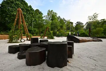 PERMAINAN INTERAKTIF: Penduduk di utara boleh membawa anak-anak mereka ke ‘The Natural Playscape’, iaitu kawasan permainan interaktif di taman terapeutik baru di Taman Sembawang yang dibuka pada 11 Oktober 2023.