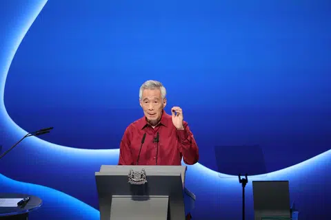 RAPAT HARI KEBANGSAAN: Perdana Menteri, Encik Lee Hsien Loong semasa menyampaikan ucapan Rapat Hari Kebangsaan (NDR) pada Ogos 2022 lalu. 