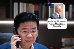 Perdana Menteri, Encik Lawrence Wong telah berbual dengan rakan sejawatnya dari Australia, Encik Anthony Albanese di Canberra, Australia pada 23 Mac. 