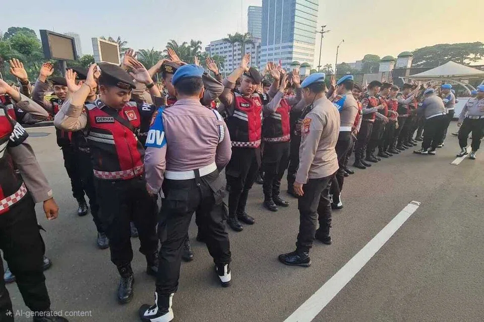 Indonesia, anggota keselamatan, tunjuk perasaan, Jakarta