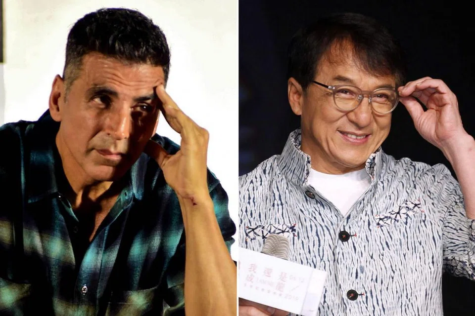 BINTANG ASIA YANG MENYERLAH - DUDUKI TANGGA KEEMPAT DAN KELIMA: Pelakon Bollywood, Akshay Kumar (gambar kiri), meraih $90 juta manakala pelakon asal Hongkong, Jackie Chan (gambar kanan), berpendapatan $80 juta. - Foto-foto AFP 