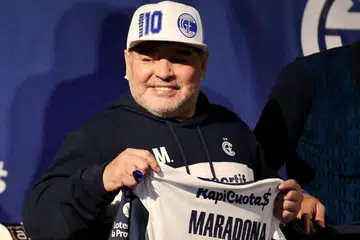 Maradona dalam gambar fail pada 2019.