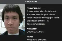 Amos Yee, criminal, wanted list, Amos Pang Sang Lee 