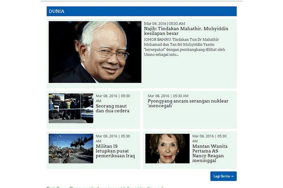 LEBIH KEMAS: Laman baru BeritaHarian.sg lebih mesra pengguna dan memaparkan beberapa ciri baru, termasuk ruang eksklusif dan berita pengiklan. Institusi pendidikan Islam Andalus, Cordova dan Zuhri bersetuju menjadi rakan pengiklan laman ini. 