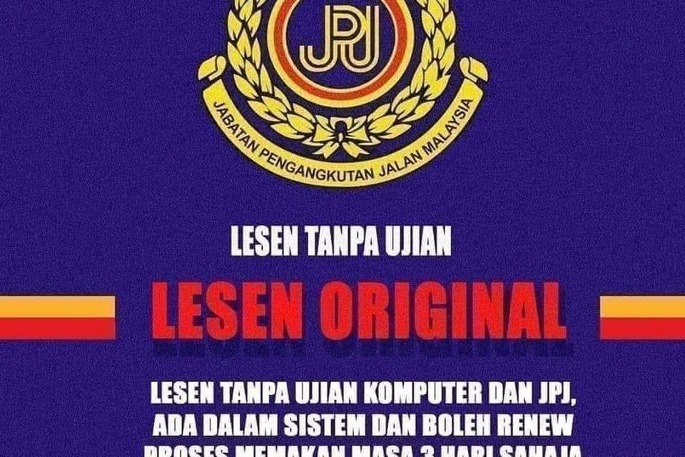 CUBAAN TIPU: Gambar menunjukkan antara iklan yang mempromosikan pengeluaran lesen memandu tanpa memerlukan individu itu melalui ujian tertentu yang menyalahgunakan nama Jabatan Pengangkutan Jalan di Facebook.