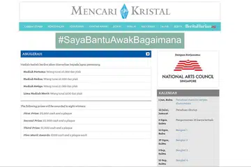 MENANTI 'DEBAR': Akhbar Berita Harian mengalu-alukan penyertaan orang ramai dalam program pengembangan bakat penulisan, Mencari Kristal. Ini tangkap layar laman mencarikristal.sg. - Foto BERITA HARIAN
