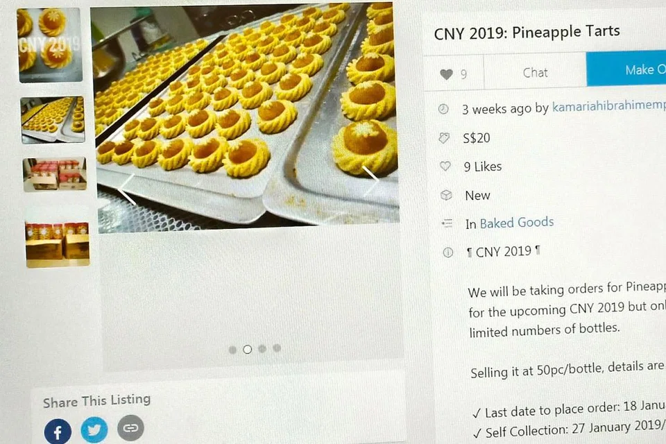 JUALAN SECARA DALAM TALIAN JUGA RANCAK: Terdapat sekitar 10 individu Melayu yang memasarkan kuih-muih sempena Tahun Baru Cina di laman Carousell. - Foto LAMAN CAROUSELL