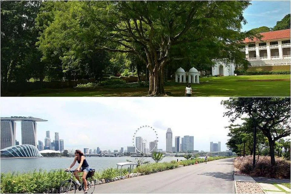 DUA PILIHAN: Taman Fort Canning dan taman bunga bahagian timur, Gardens by the Bay, merupakan dua lokasi yang dianggap sesuai untuk dibangunkan sebagai Pusat Peringatan Perintis. - Foto