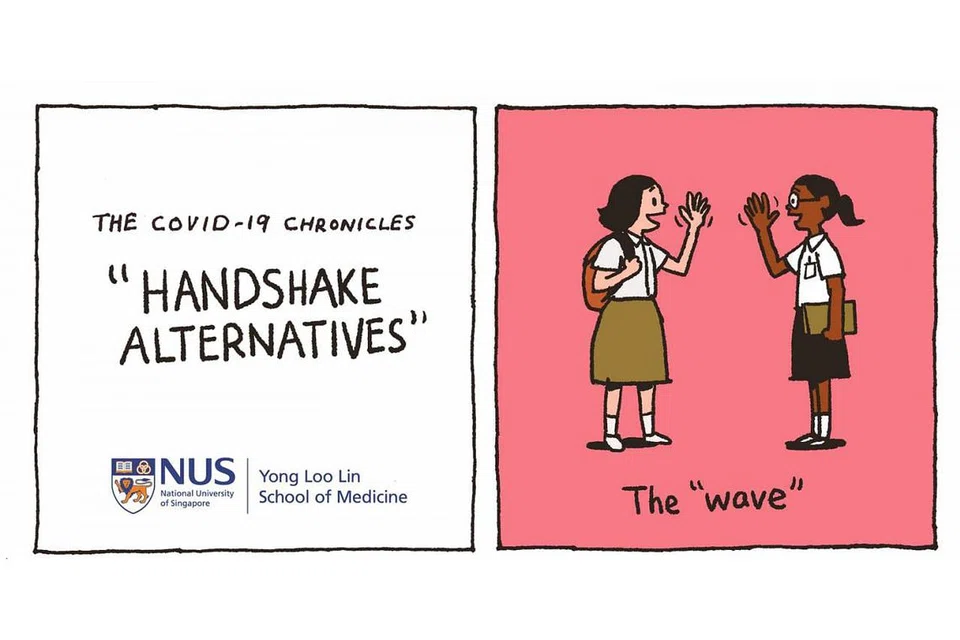 KISAH-KISAH COVID-19: "ALTERNATIF BERSALAMAN" (Kiri) "ALTERNATIF BERSALAMAN" (Kanan) Melambai (The "wave:)