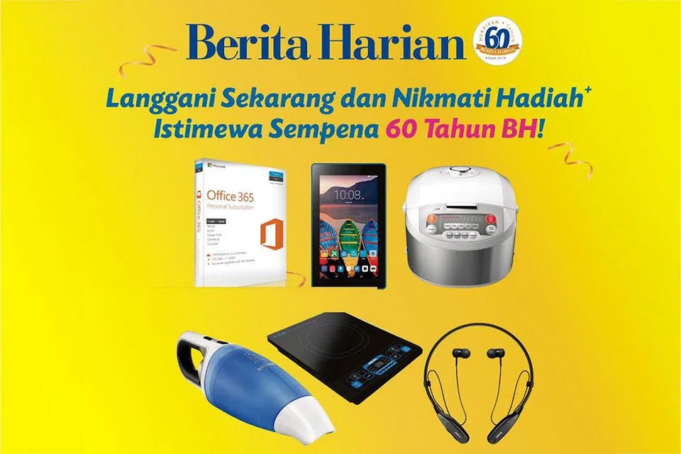 PILIHAN LUAS: Pelbagai hadiah menarik menanti pembaca yang melanggani pakej 'Semua- Dalam-Satu' Berita Harian yang menawarkan harga serendah $18.90 sebulan. - Foto BERITA HARIAN