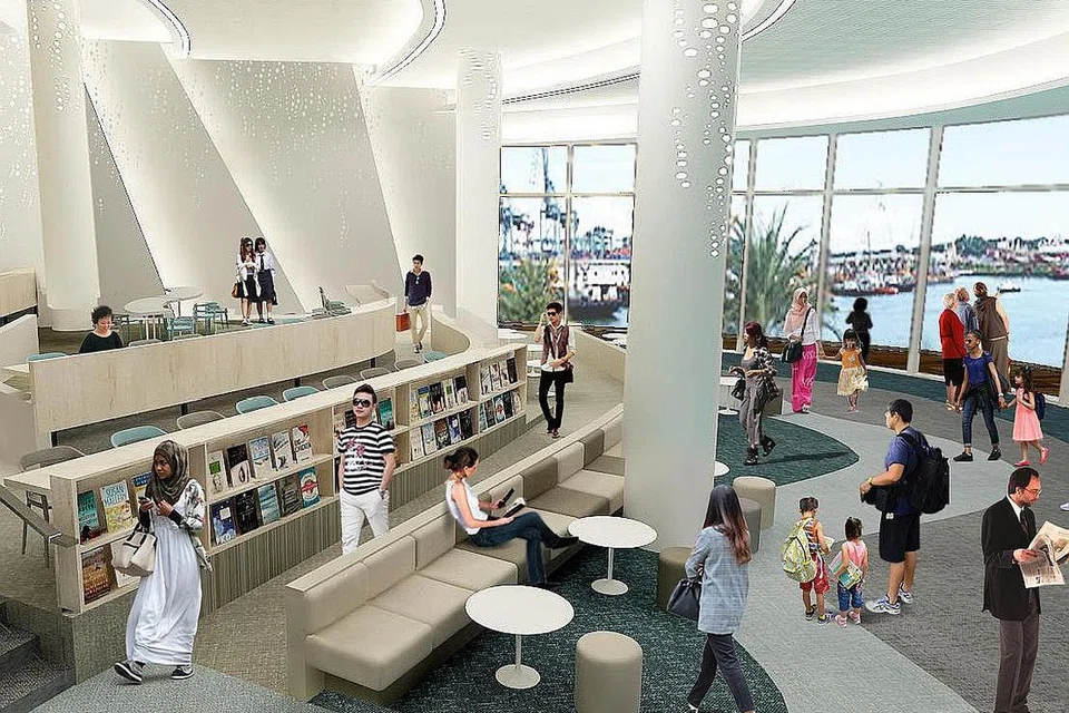 TEMPAT BARU: Jumlah pengunjung ke perpustakaan baru di VivoCity Mall, dekat stesen MRT HarbourFront, apabila dibuka 12 Januari depan dijangka mencapai 1.5 juta - meningkat tiga kali ganda berbanding seramai 500,000 orang yang mengunjungi Perpustakaan Awam Bukit Merah tahun lalu. - Foto LEMBAGA PERPUSTAKAAN NEGARA