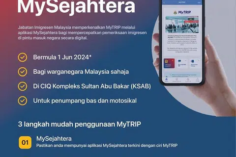 Antara langkah yang perlu dilakukan pengembara Malaysia yang melalui pemeriksaan imigresen di Kompleks Sultan Abu Bakar (KSAB) Johor Bahru menggunakan kod respons pantas (QR) yang bermula 1 Jun.  