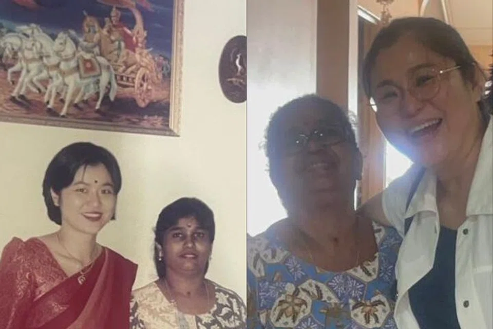 Dua foto Cik Tee Ling Ling bersama ibu Cik K Sathiawathy, Cik P Susila, yang kini berusia 69 tahun, membuktikan persahabatan berbilang kaum yang merentasi zaman. Foto lama sekitar 1998, manakala foto terbaharu pada Ogos 2026.