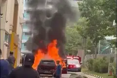 kereta elektrik terbakar, kenderaan elektrik, Woodlands