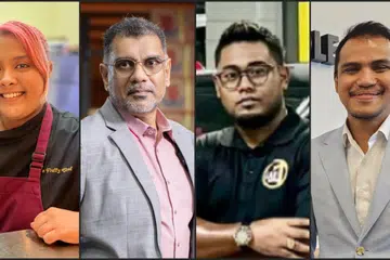 BERDAYA SAING: Peniaga Melayu setempat manfaat cara inovatif untuk harungi kenaikan kos dan cabaran pada 2024. (Dari kiri) Pengasas The Fluffy Chef, Cik Zarifah Abdul Rasid; pengarah OS Bagus Foodstuff, Encik Abdul Kadir Abdul Hamid; pemilik dan pengarah Car 1 Motoring, Encik Muhammad Syafiq Rohajat; dan Ketua Pegawai Eksekutif (CEO) The Black Hole Group, Encik Mustaffa Kamal.