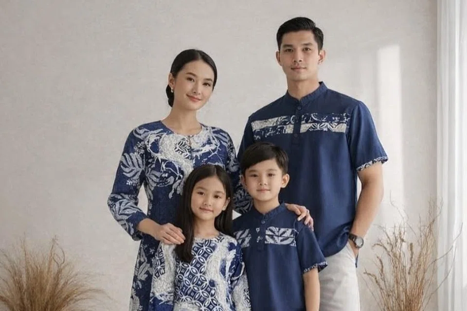 Rekaan ‘Marine’ dengan corak berwarna biru gelap dan putih antara koleksi Raya yang ditawarkan Anglia bagi Aidilfitri 2026. 