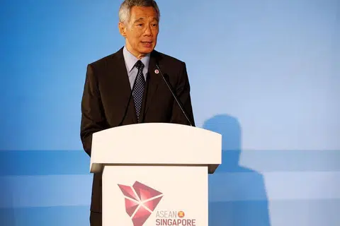 AMM KE-51: Encik Lee menyampaikan ucapan kepada menteri ehwal luar dari kesemua 10 negara Asean serta ahli diplomat di upacara pembukaan Mesyuarat Menteri-Menteri Luar Asean (AMM) ke-51 di Singapore Expo.