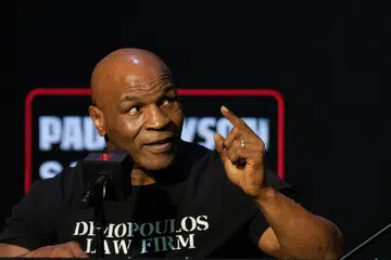 Legenda tinju, Mike Tyson, dalam sidang akhbar menjelang pertarungan dengan pencabarnya, Jake Paul, yang akan berlangsung di Stadium AT&T Arlington pada 20 Julai. 