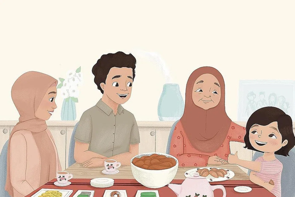 HUBUNGAN CUCU DENGAN NENEK: Salah satu lukisan dalam buku 'Air Tangan Nenek'.