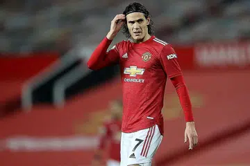 SALAH HUKUM?: Penyerang Manchester United Edinson Cavani digantung oleh FA dan didenda £100,000 ($180,160) setelah dikatakan menggunakan istilah perkauman dalam posnya di Instagram. - Foto REUTERS