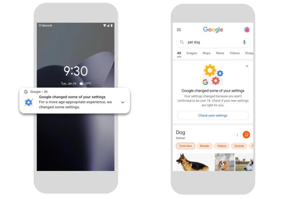 pengesahan umur, google