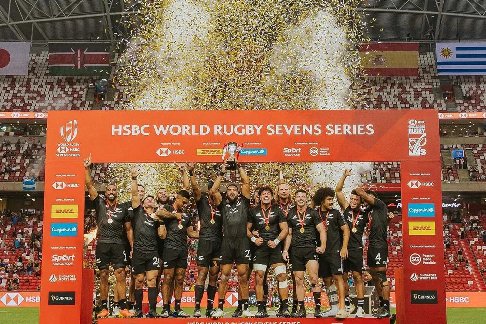New Zealand ialah juara Ragbi Tujuh Sepasukan Singapura 2023. - Foto FACEBOOK HSBC SINGAPORE RUGBY SEVENS