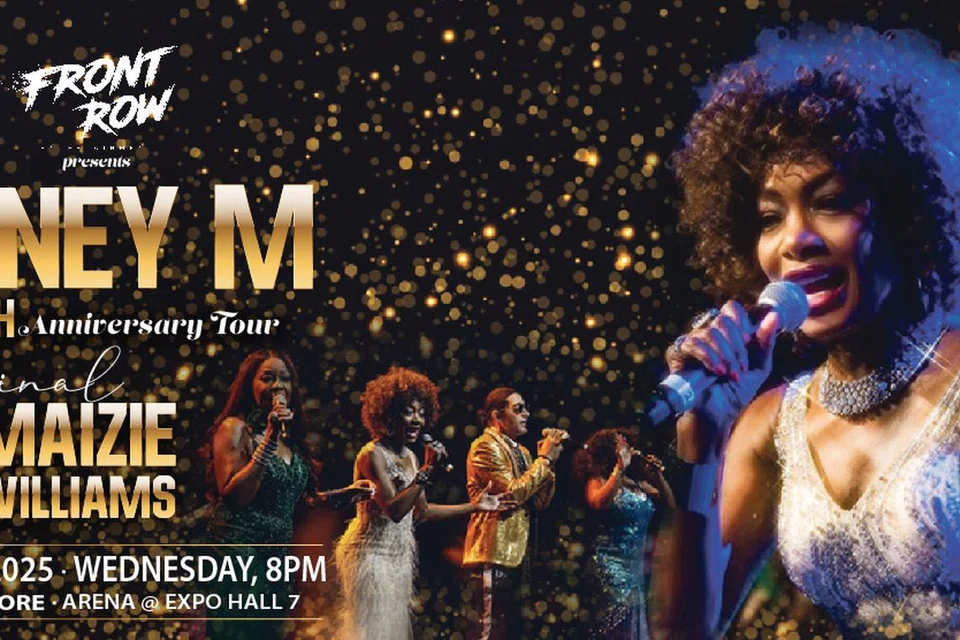 Maizie Williams (kanan) membawa kehebatan nostalgia lagu disko, rege dan ‘funk’ Boney M ke Singapura menerusi konsert jelajah di Arena@Expo (Dewan 7) pada 15 Januari 2025.