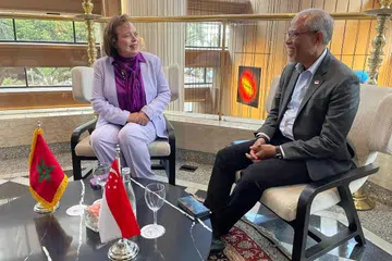 Menteri Perpaduan, Integrasi Sosial dan Keluarga, Dr Aawatif Hayar (kiri) dan Menteri Bertanggungjawab Bagi Ehwal Masyarakat Islam, Encik Masagos Zulkifli Masagos Mohamad (kanan) telah mengadakan pertemuan dua hala.