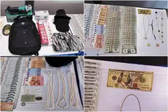 Sebuah kereta, sebuah gergasi bulat yang menggunakan kuasa, pelbagai barang kemas serta wang tunai dalam pelbagai mata wang melebihi $18,000 telah ditemui daripada tiga lelaki tersebut.