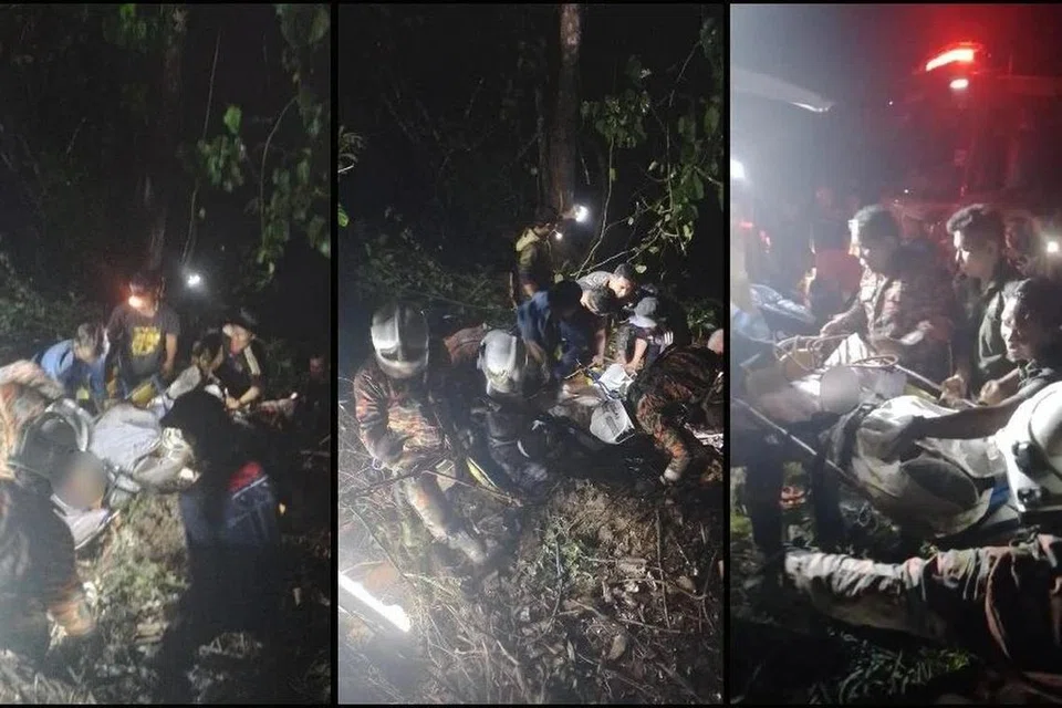 Tiga beranak terselamat selepas kereta dinaiki mereka terbabas ke dalam gaung di Gunung Inas, Baling, Kedah, dan dibantu anggota Jabatan Bomba dan Penyelamat Malaysia pada 25 April.