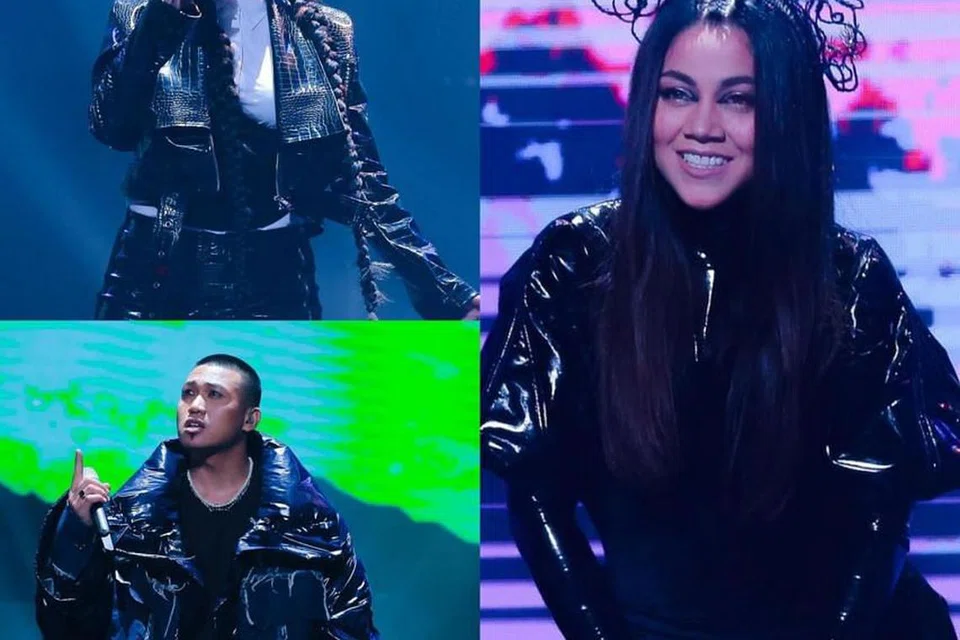 GANDINGAN PADU: Kaka Azraff (kanan) senangi kerjasama 'menjadi' bersama dua bakat baru, Noki (petak kiri, atas) dan Loca B, yang membawa kesegaran kepada lagu 'Gila' sehingga membawa pada gelaran juara Anugerah Juara Lagu ke-35. - Foto-foto INSTAGRAM TV3