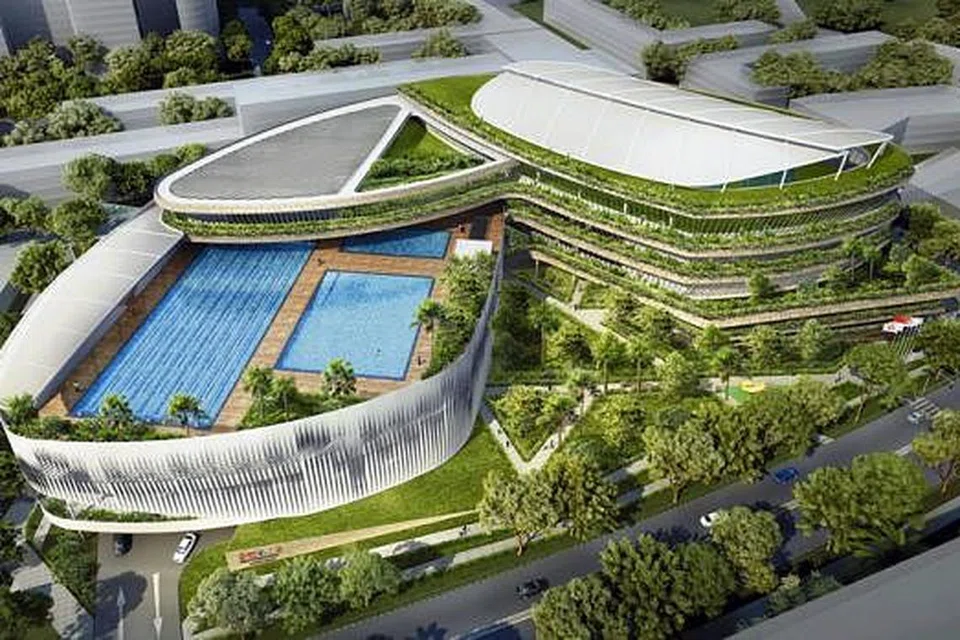 SEGALANYA DI BAWAH SATU BUMBUNG: Kompleks Bersepadu Bedok (BIC) ini bakal menempatkan sebuah perpustakaan, kelab masyarakat, pusat sukan, poliklinik dan pusat jagaan warga tua. - Foto SPORT SINGAPORE