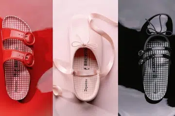 Repetto, yang telah menghasilkan kasut balet sejak 1947 menyuntik elemen balet kreatif dalam tiga rekaan sandal ikonik Birkenstock iaitu (dari kiri) Arizona, Opera, dan Scala.