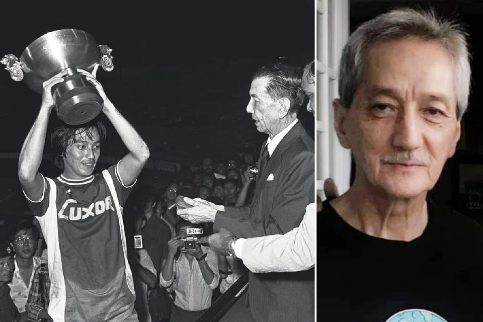PERGINYA PERMATA BOLA SEPAK: Allahyarham Mat Noh (kanan dan kiri ketika menjulang Piala Presiden pada 1979) meninggal dunia pagi semalam sehari selepas mengalami serangan jantung dan dimasukkan ke dalam unit jagaan rapi (ICU) di Hospital Besar Sengkang. - Foto-foto fail, FACEBOOK RAHIMAH GERL RAHIM