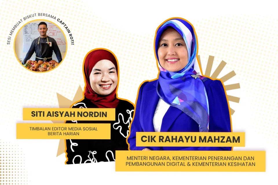 Sertai sesi sembang santai khas bersama Menteri Negara, (Penerangan dan Pembangunan Digital merangkap Kesihatan), Cik Rahayu Mahzam sambil membuat biskut bersama Captain Roti.