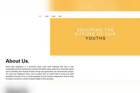 Versi arkib laman web Direct Hope dari Ogos 2024 menunjukkan pemasaran sebagai sebuah perusahaan belia sosial.